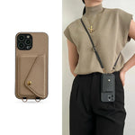 Leather Wallet Case for iPhones with Crossbody Strap