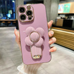 Glossy 3D Flower iPhone Case with Gold Ring Holder