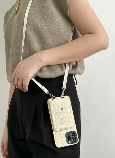 Läderplånboksfodral för iPhones med Crossbody-rem