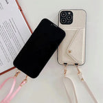 Leather Wallet Case for iPhones with Crossbody Strap