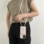 Läderplånboksfodral för iPhones med Crossbody-rem